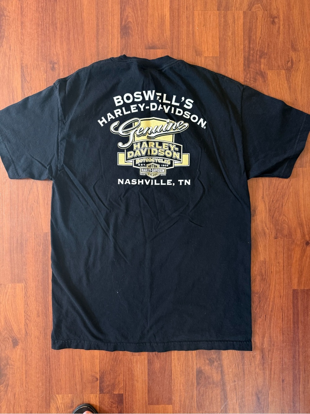 Harley-Davidson Black Tee with Yellow‎ & Red Motorcycle Emblem - Picture 5 of 5